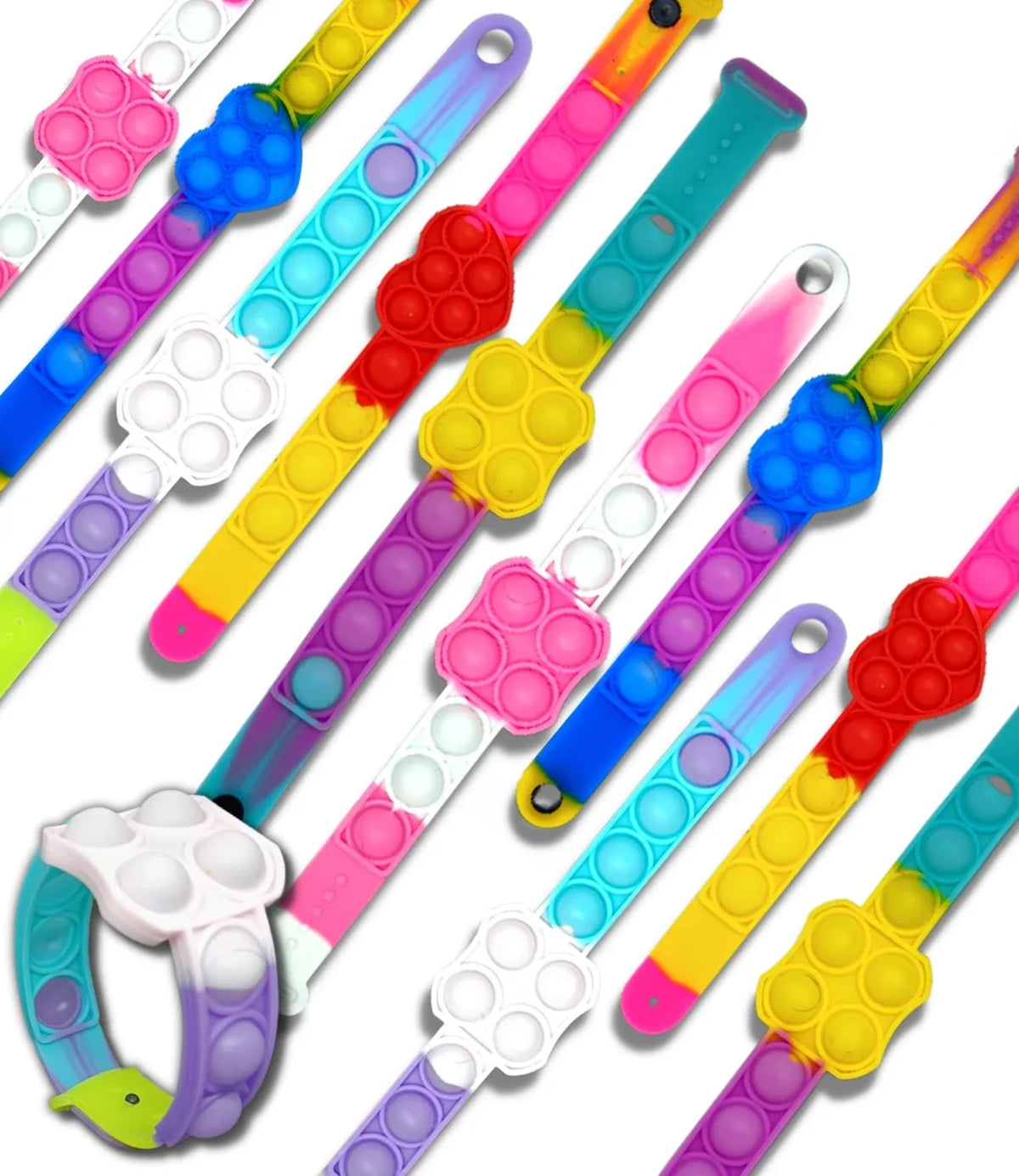 Pop It Friendship Bands Wrist Bands Bracelets Rainbow Colour Random Design - 10807