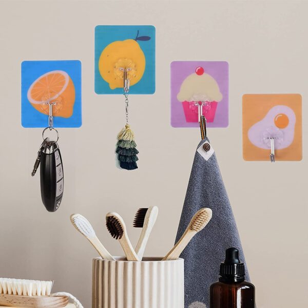 Hook Design 12 PCS Cute Sticky/Adhesive Hooks, Water Proof, Decorative Wall Hook with Cartoon Designs, Hanger for Office, Home, Bedroom, Bathroom, or Kitchen - 10533