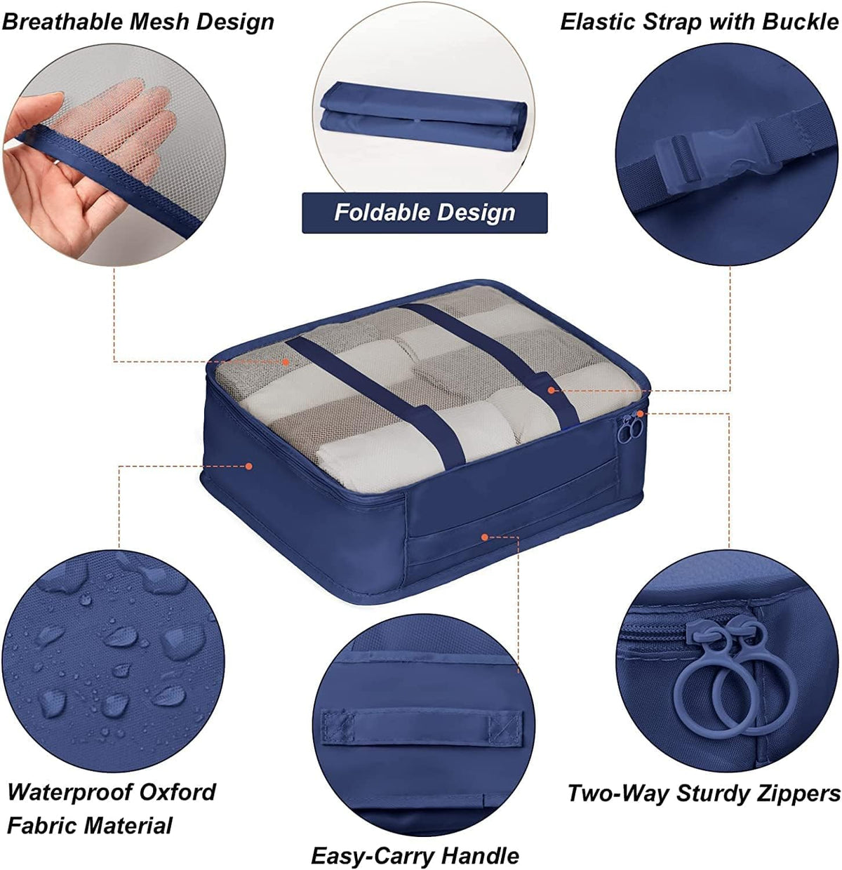 (Set of 7) Packing Cubes for Travel Carry On Luggage, Lightweight Travel Storage Bags for Clothes, Large Luggage Organizers Packing Cubes Set for Travel Bag Suitcase - 21029