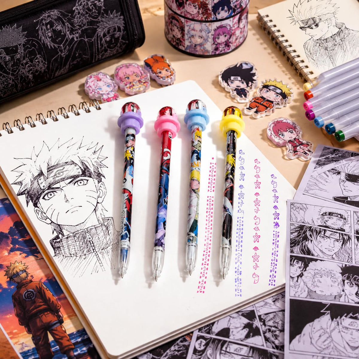[pack of 12] Roller Stamp Gel Pen for Kids, Creative Pattern Printing, DIY Journal and Scrapbook, School Stationery - 21230