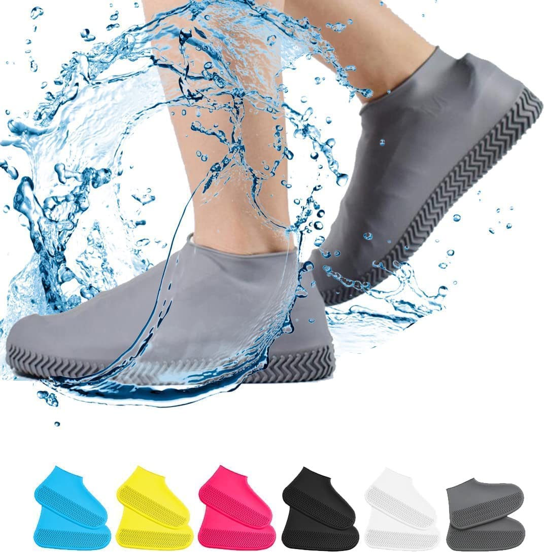 {L Size} 1 Pairs Reusable Rain Shoe Covers, Anti-Slip Water Resistant Overshoes Silicone Rubber Shoe Cover Protectors for Kids, Men, Women {Random Color} - 20780