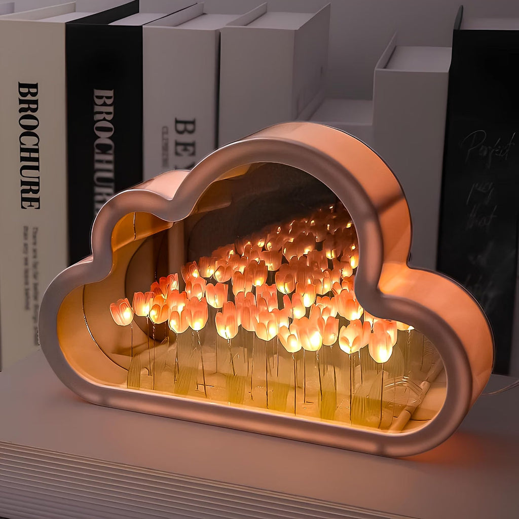 GUANCI Tulip Lamp Tulipanes Light, Modern Cloud Flower Lamp, Cute Aesthetic Lighting for Bedroom, DIY Table Mirror Décor, Unique Creative Decorative Light, Best Gift for Girl (Without Assemble (DIY)) - 21258