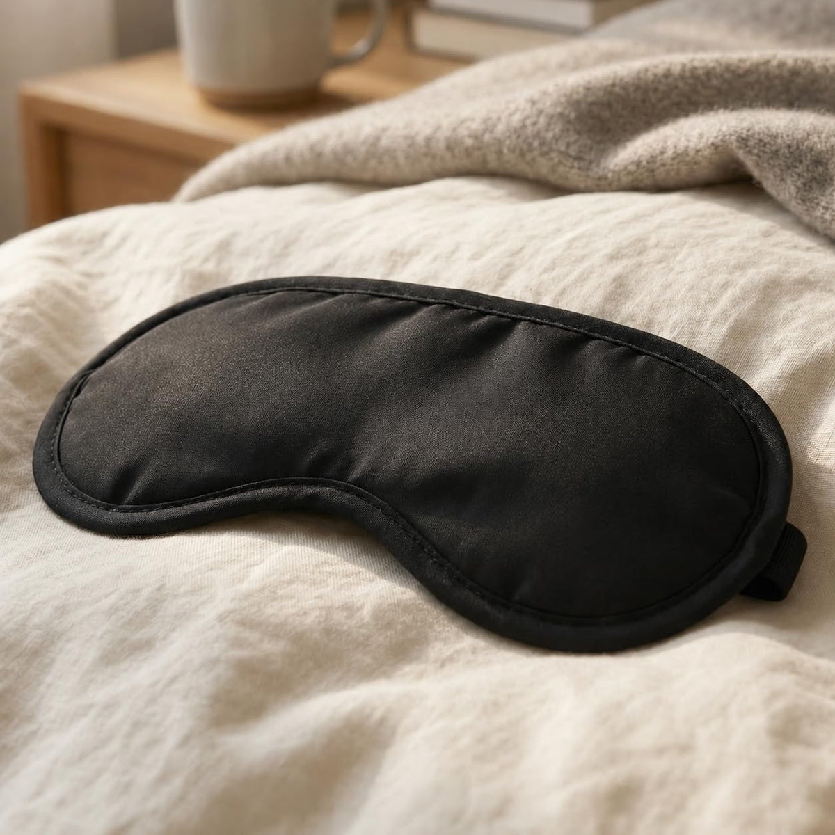 Black Sleep Eye Mask, Soft Blindfold with Adjustable Elastic Strap, Light Blocking, Perfect for Travel, Meditation - 21179