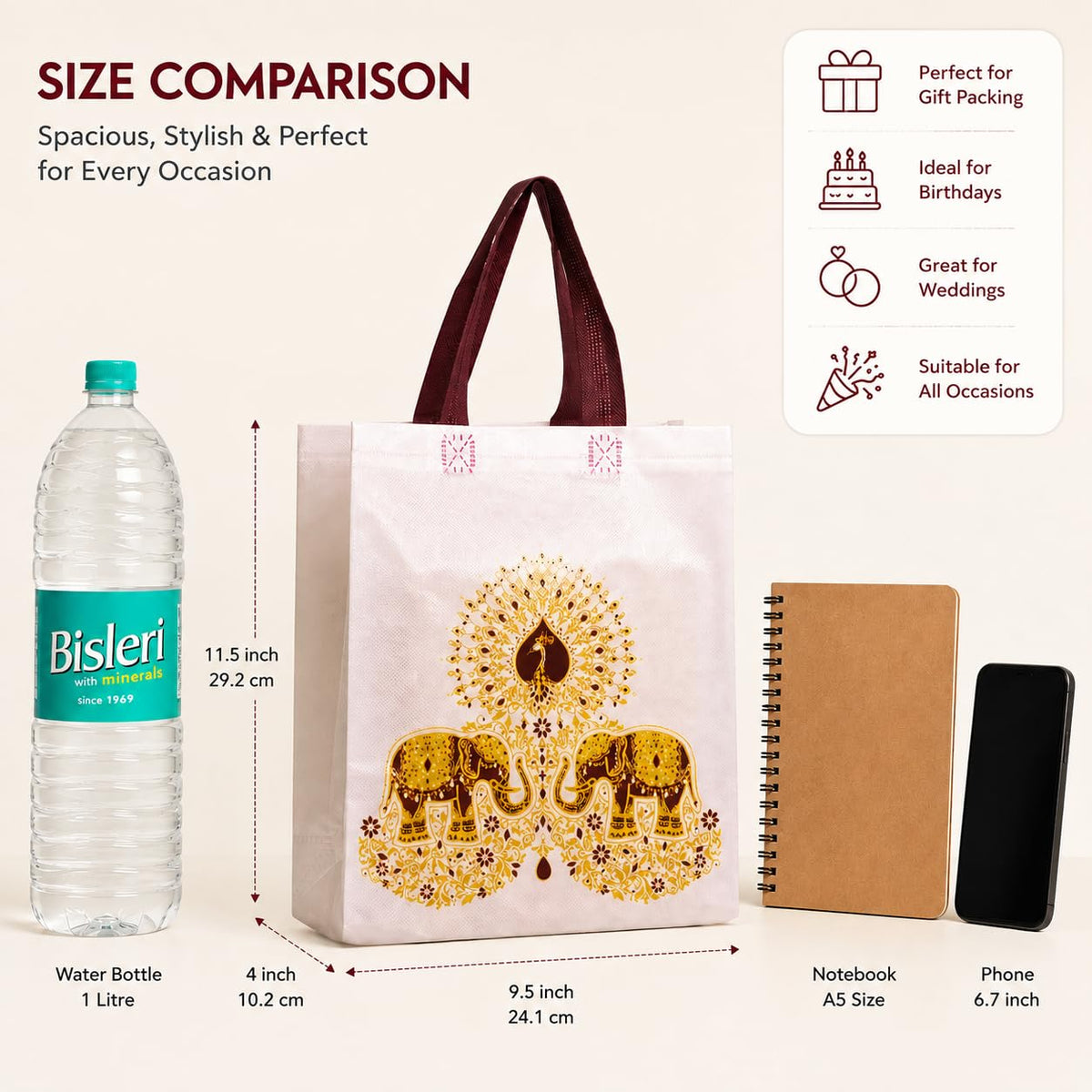 Anbali - Return Gift Bags Medium Size | Gift carry bags for keeping Gifts | Giting bags for house warming, Babyshower, Birthday, Anniversary - 21364