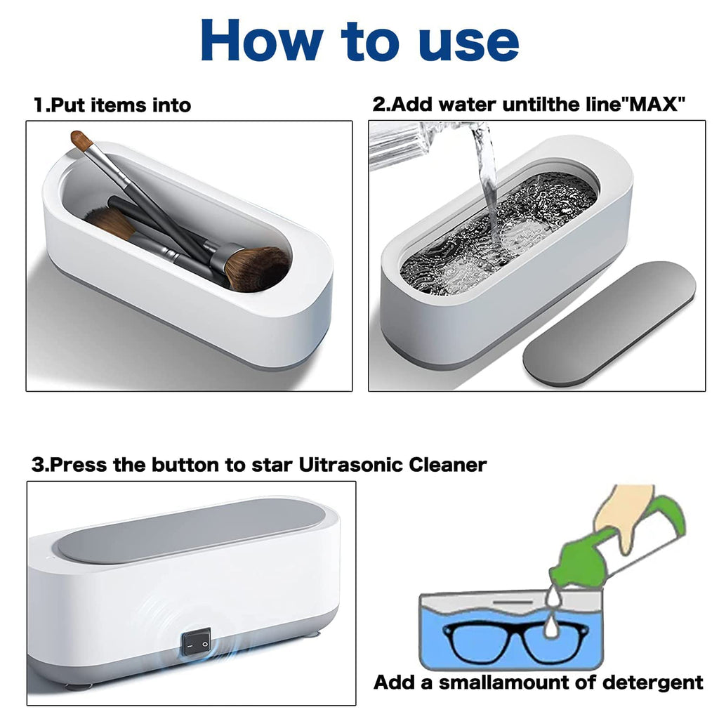 Jewellery Cleaner Portable Professional Mini Household Ultrasonic Cleaning Machine For Jewellery, Eyeglasses, Watches - 10517