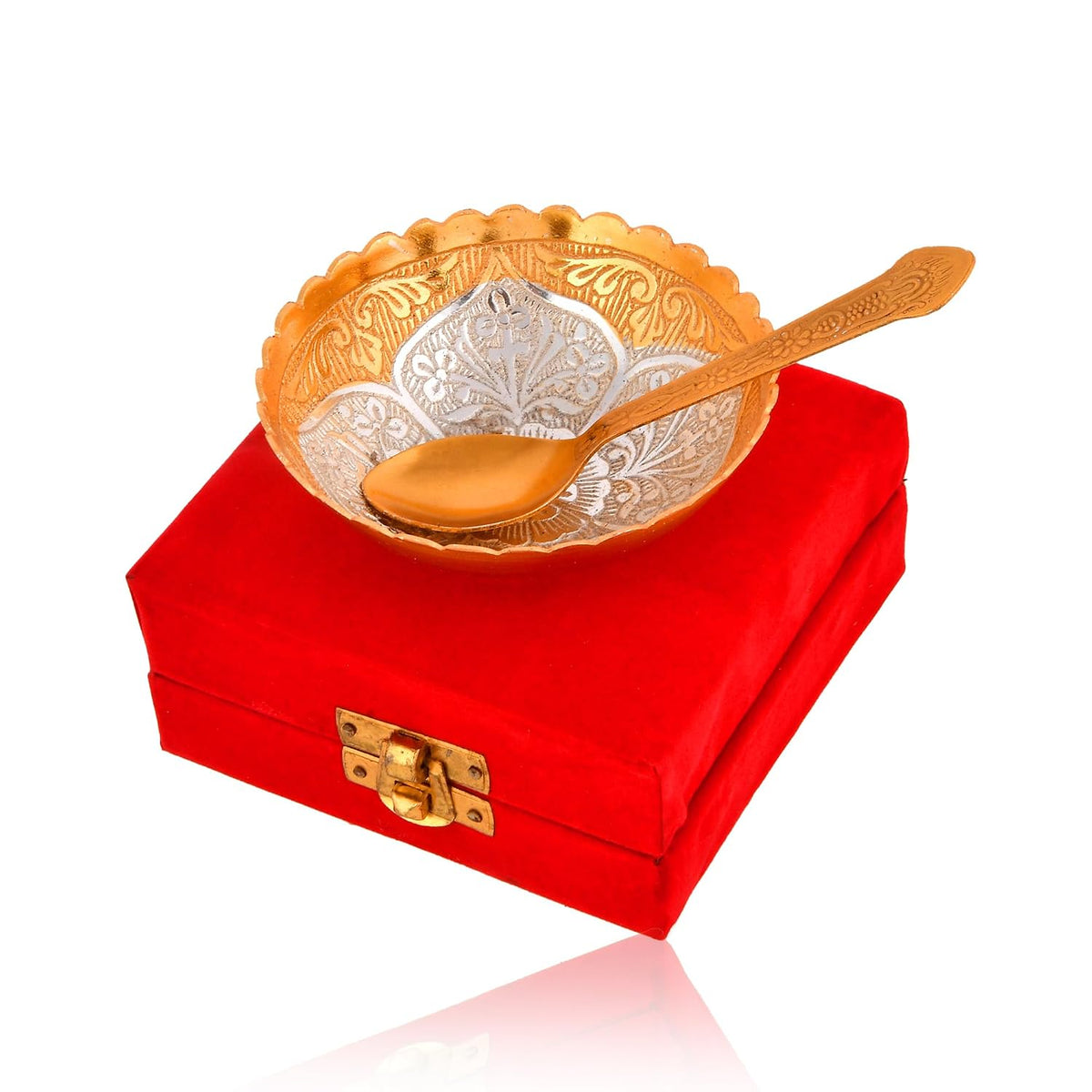 Aluminum Floral Bowl Set with Spoon - 1 Bowl, 1 Spoon - 21356