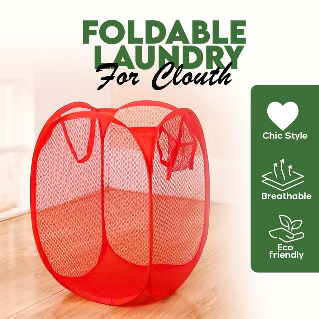 Mesh Laundry Basket| Portable Laundry Bag With Handles |Netted Lightweight Laundry Bag for Home {Multicolor} - 20561