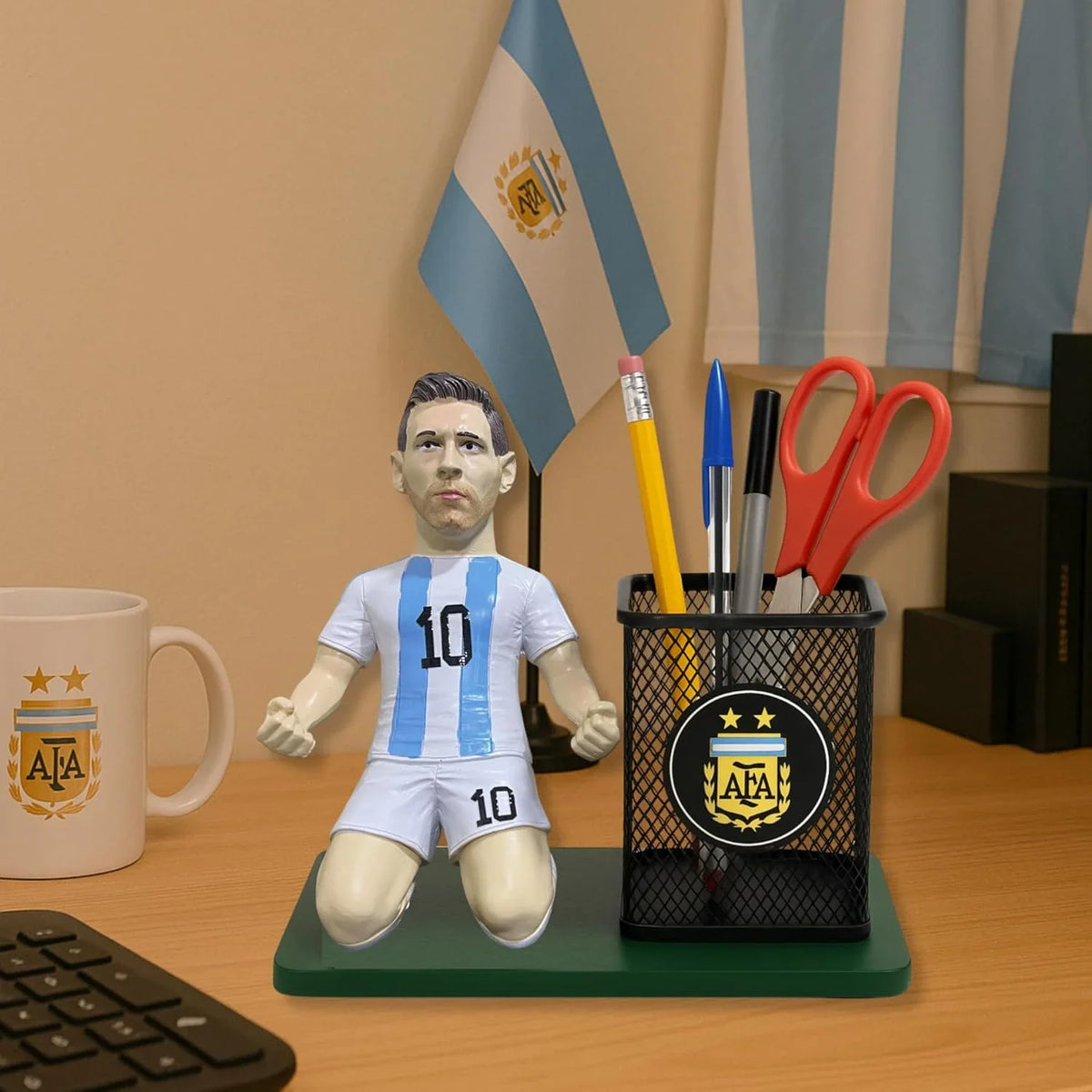 HBC-188830 Messi Pen Pencil Stand | Football Player Pen Pencil Holder for Desk Study Table