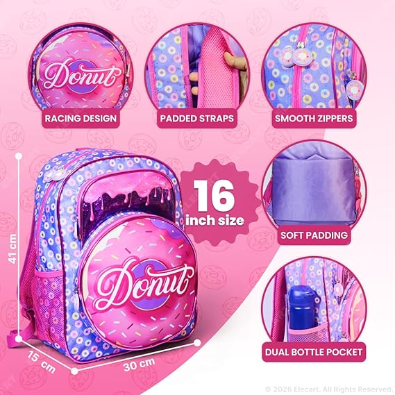 School Backpack for Kids & Teen Girls | Lightweight Waterproof School Bag | Multi-Compartment Bookbag with Padded Straps & Side Pockets Size= 40*30*15 - 6160