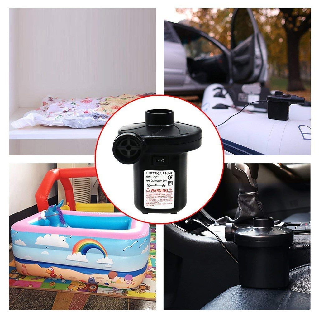 Electric Air Pump for Inflatable Swimming Pools, Air Beds & Toys – Portable High-Pressure Pump for Mattress, Pool Floats, Sofa – Ac 230v Air Blower for Indoor & Outdoor Use – Black - 20925