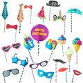 20 Pcs Happy Birthday Decoration Props Photoshoot Props for Birthday Funny Photo Booth Props for Kids Prop Items - 20457