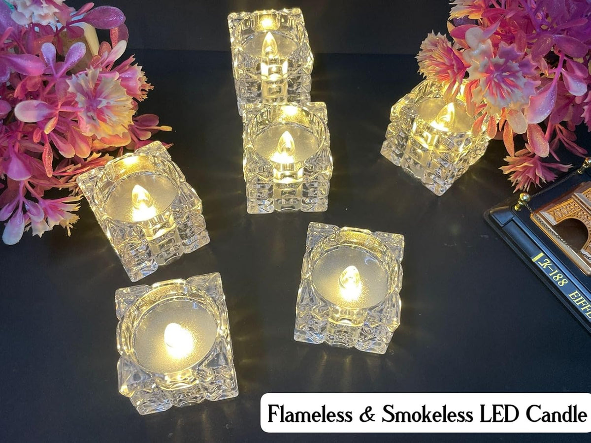[Pack of 24] Creative Square Block Shape Warm White Lighting LED Candle Flameless & Smokeless - 10836