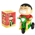 Cartoon Bike Riding Boy Shin chain Toy, Friction Powered Push & Go Tricycle Toy for Kids, Funny Expression Character Toy with Moving Action, No Battery Required, Gift for Boys & Girls - 002