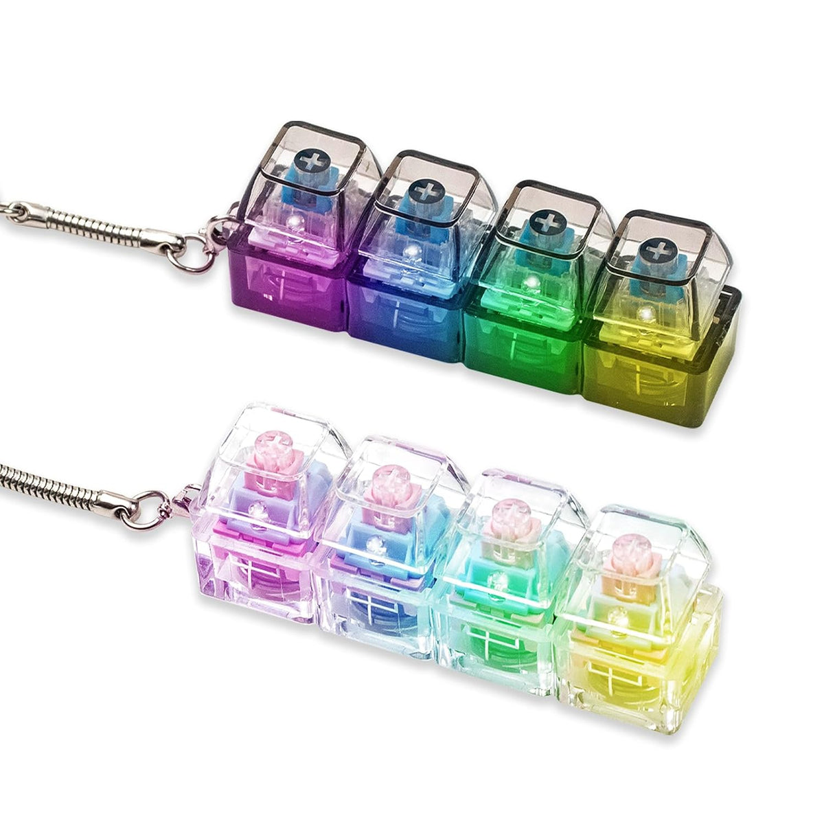 4-Key Keyboard Clicks Toy Keycap Tester with LED Lights Keyboard Clicks for Stress Relief and Focusing {Multicolor} - 20559