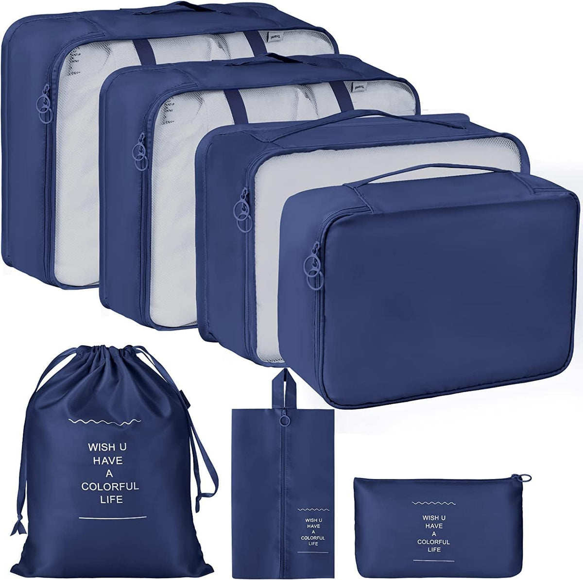 (Set of 7) Packing Cubes for Travel Carry On Luggage, Lightweight Travel Storage Bags for Clothes, Large Luggage Organizers Packing Cubes Set for Travel Bag Suitcase - 21029