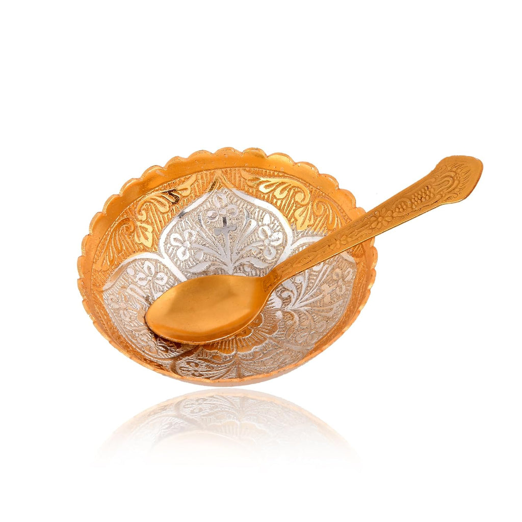 Aluminum Floral Bowl Set with Spoon - 1 Bowl, 1 Spoon - 21356