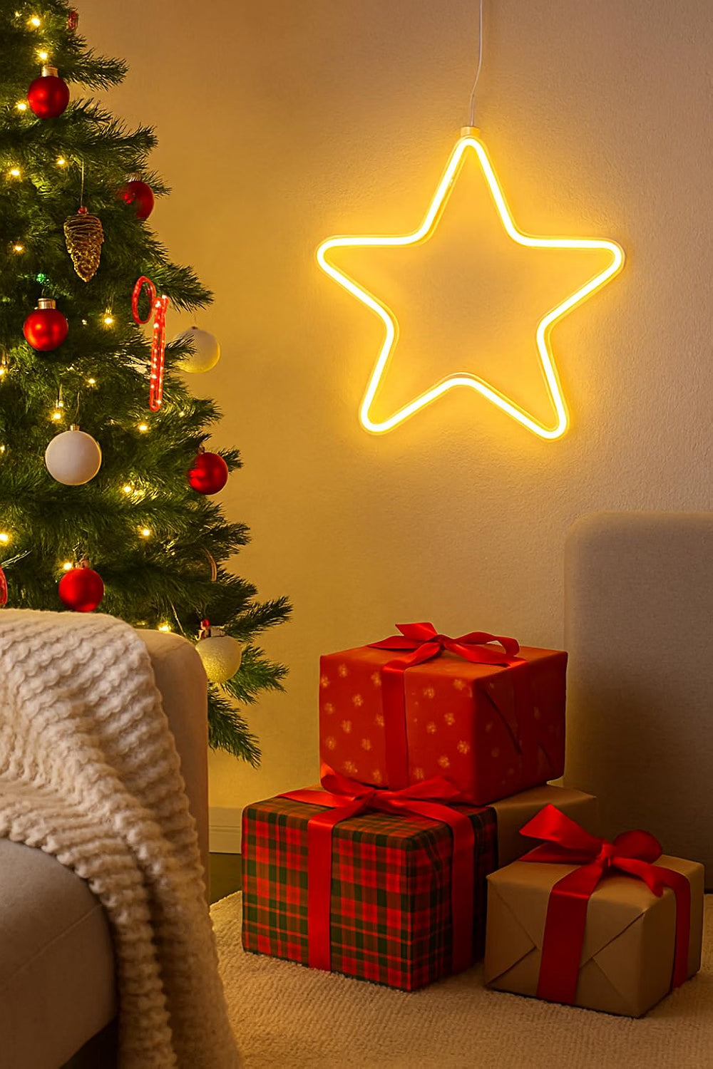 Warm White Star Neon Light LED Wall Lamp_ - 21211