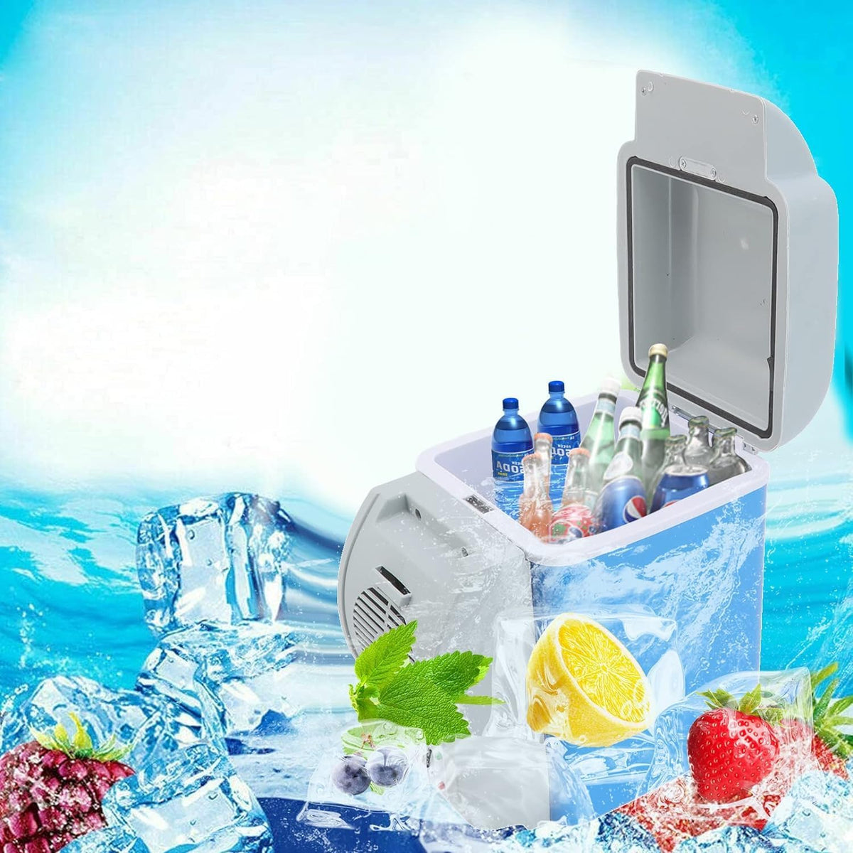 Mini Refrigerator Compact and portable, with 7.5 liters, food grade, with low noise and thick inner lining, suitable for use in the car. - 20585