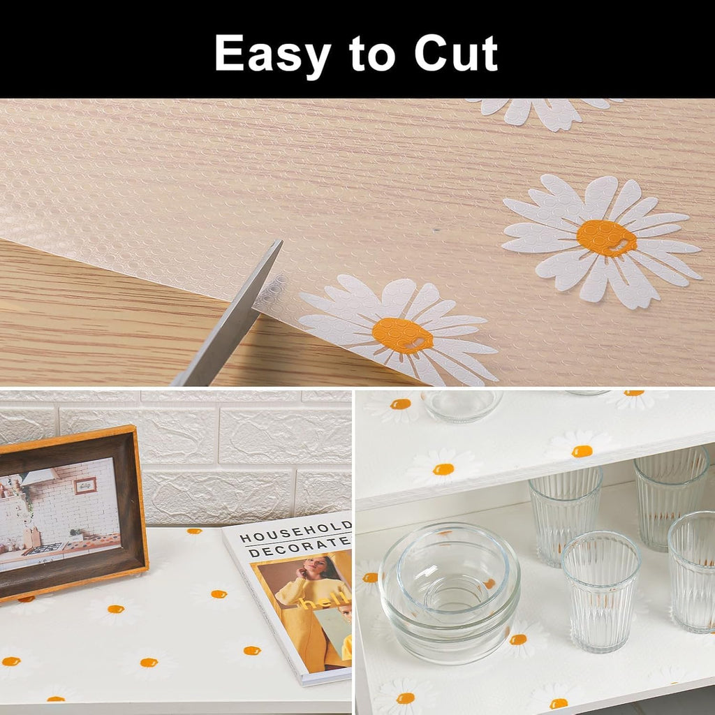 Anti-Slip Drawer & Shelf Mat Roll | Non-Slip Kitchen Cabinet Liner | Waterproof, Washable, Multipurpose Fridge/Drawer/Closet Mat {Random Design} - 20557