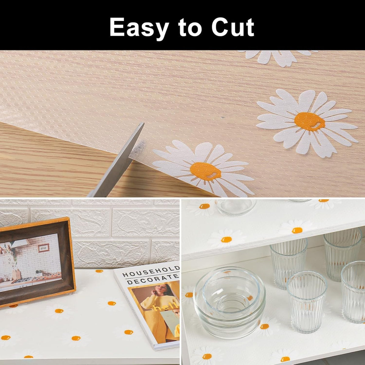 Anti-Slip Drawer & Shelf Mat Roll | Non-Slip Kitchen Cabinet Liner | Waterproof, Washable, Multipurpose Fridge/Drawer/Closet Mat {Random Design} - 20557