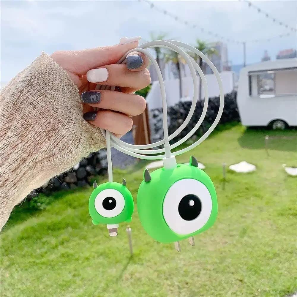 Cute Cartoon  Data Cable Case for 18-20W iPhone USB-C Power Adapter Charger, Cartoon 3D Design Protective Case {Random Design} - 20678