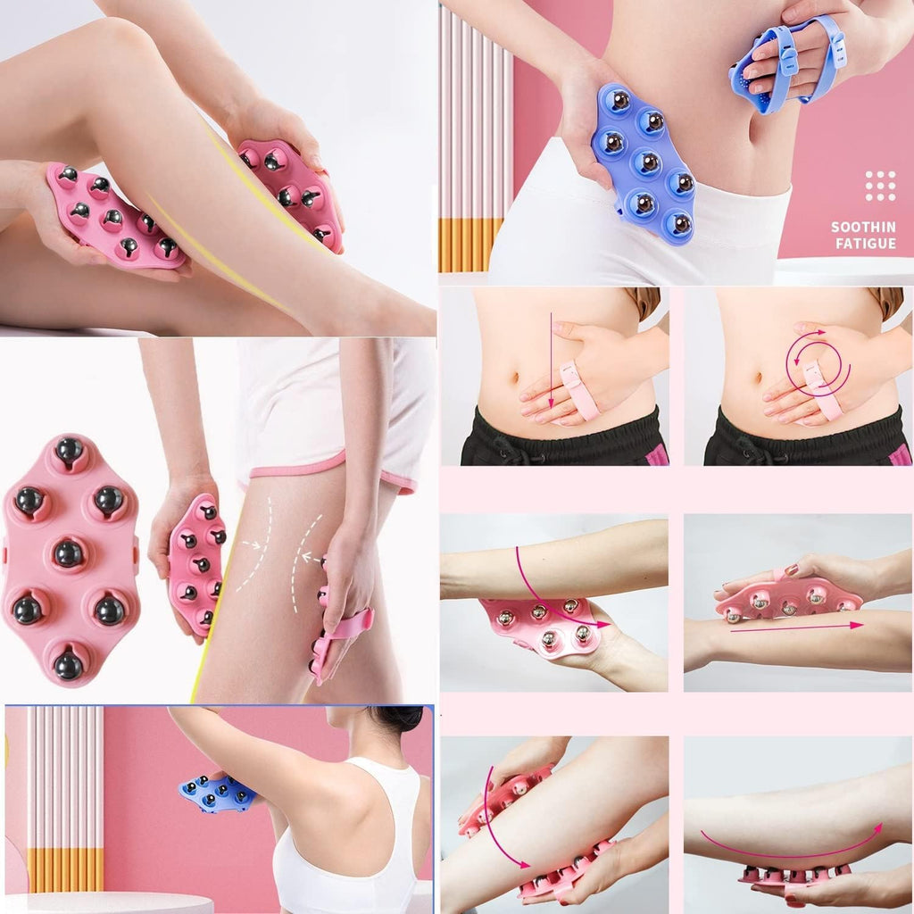 Palm Shaped Massage Glove, a portable manual massager with 7x 360-Degree magnetic roller balls for a deep tissue massage - 10398