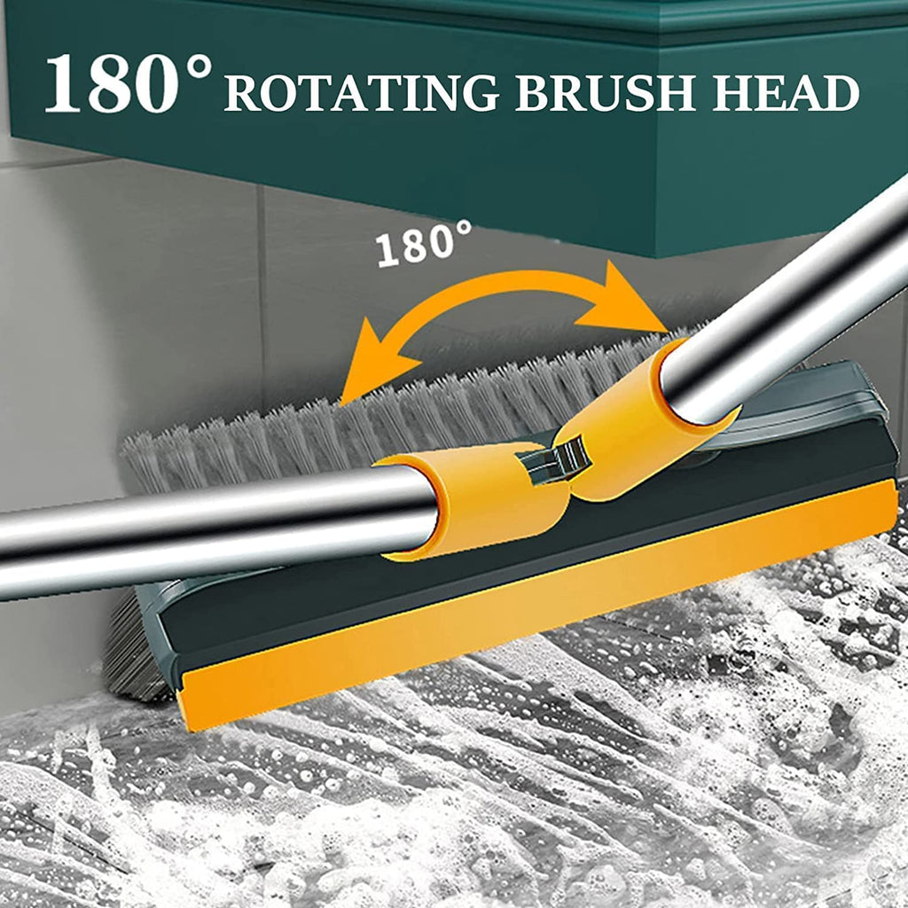 Bathroom Cleaning Brush with Wiper 3 in 1 Tiles Cleaning Brush Floor Scrub Bathroom Brush with Long Handle 120° Rotate Bathroom - 20376
