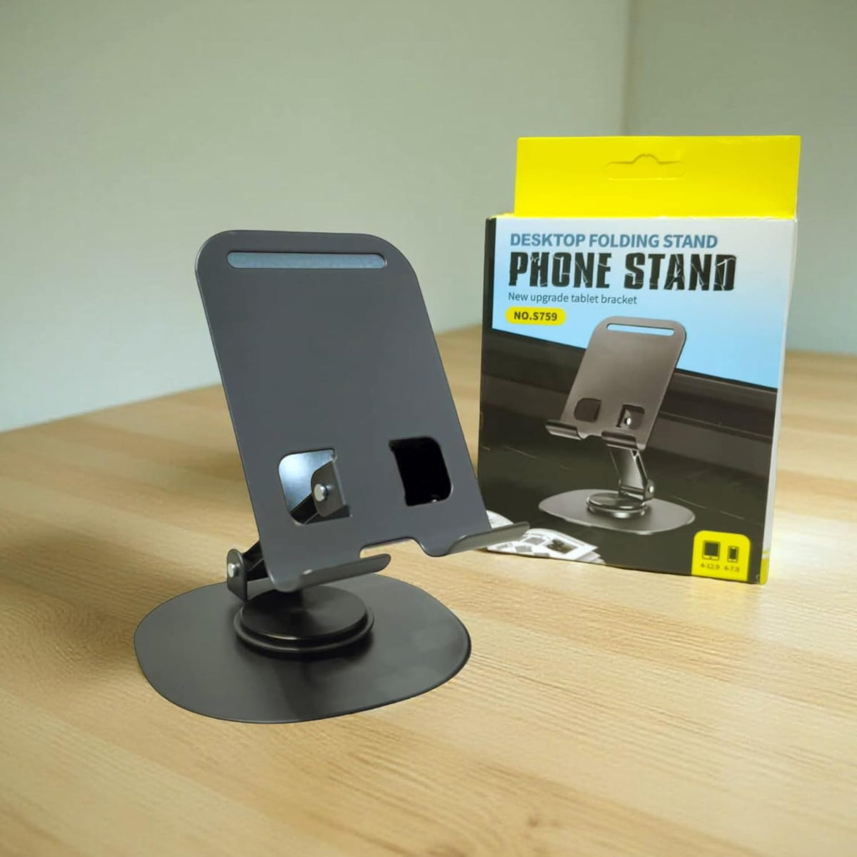 360° Desktop Mobile Holder | Foldable Adjustable Phone Stand | Anti-Skid Base | Alloy Metal Body - 20436
