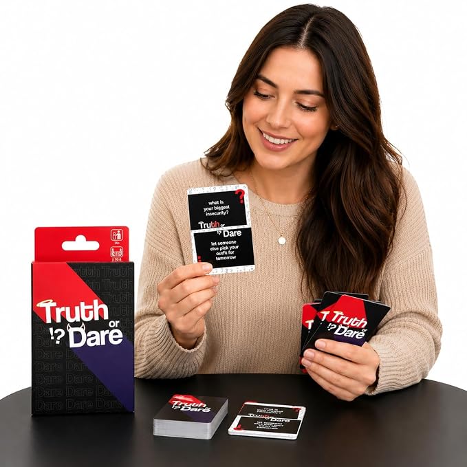Truth or Dare Card Game for Teens & Adults, 50 Fun & Spicy Challenge Cards for Parties, Birthday Games, College Nights, Couple Trips & House Parties, Hilarious Ice Breaker Card Game - 21073