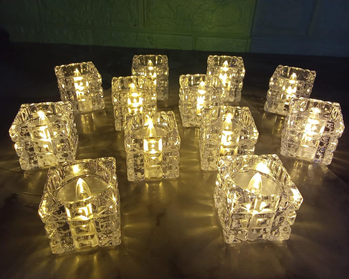 [Pack of 24] Creative Square Block Shape Warm White Lighting LED Candle Flameless & Smokeless - 10836