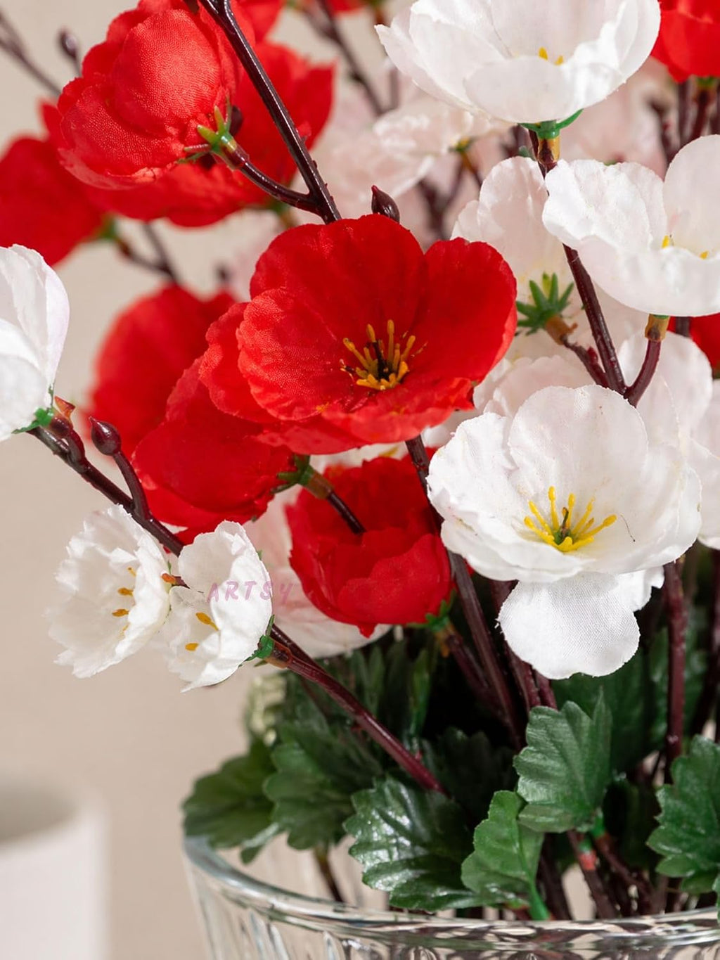 Artificial Flowers Cherry Blossom Flower Bunch (Muticolor) - 21088