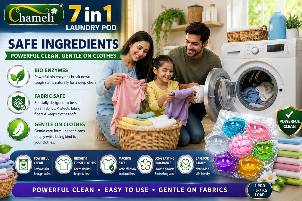 30 PODS  Dissolvable Magic Laundry Pods | Tough Stain Fighter for Top & Front Load Machines | Floral Aroma | Eco-Friendly | 1 Pod = 1 Wash for 5–7 kg Loads (30) - 21070