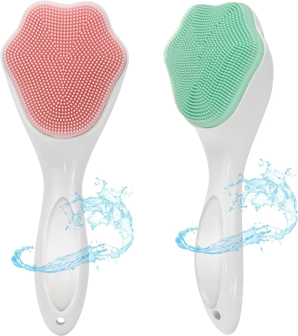 Silicone Face Scrubber Exfoliating Brush, Manual Handheld Facial Cleansing Brush - 10797