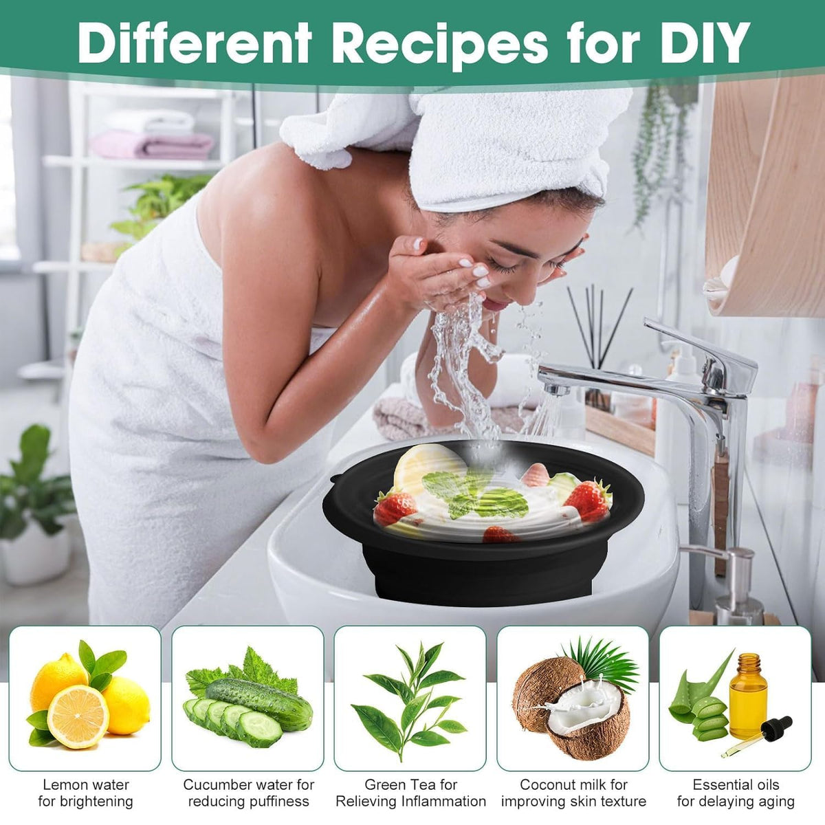 Face Bowl for Ice with Built-in Ice Tray – Collapsible Silicone Facial Ice Bath Bowl for Cold Plunge Therapy - 20577