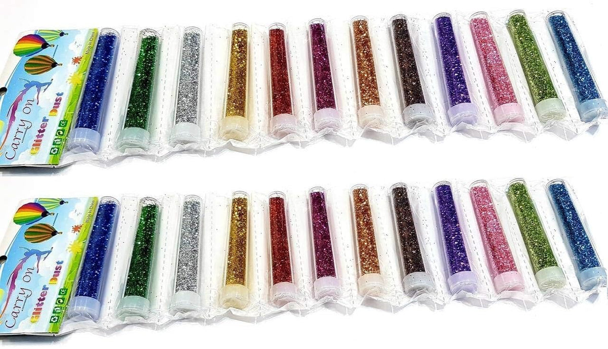 {Pack of 12} Glitter Sparkle Powder Glitter Dust of Colors for Arts & Crafts, Scrapbooking, Paper Decorations and Other Activities Return Gift for Kids-Multicolor - 21181