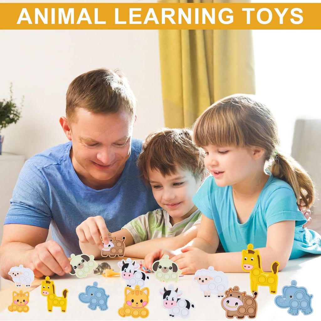 Animal Pop Fidget Toys Party Favors, Silicone Animal Fidget Sensory Toys Soft Keychain Bubble Popping Toy {Random Design} - 20821