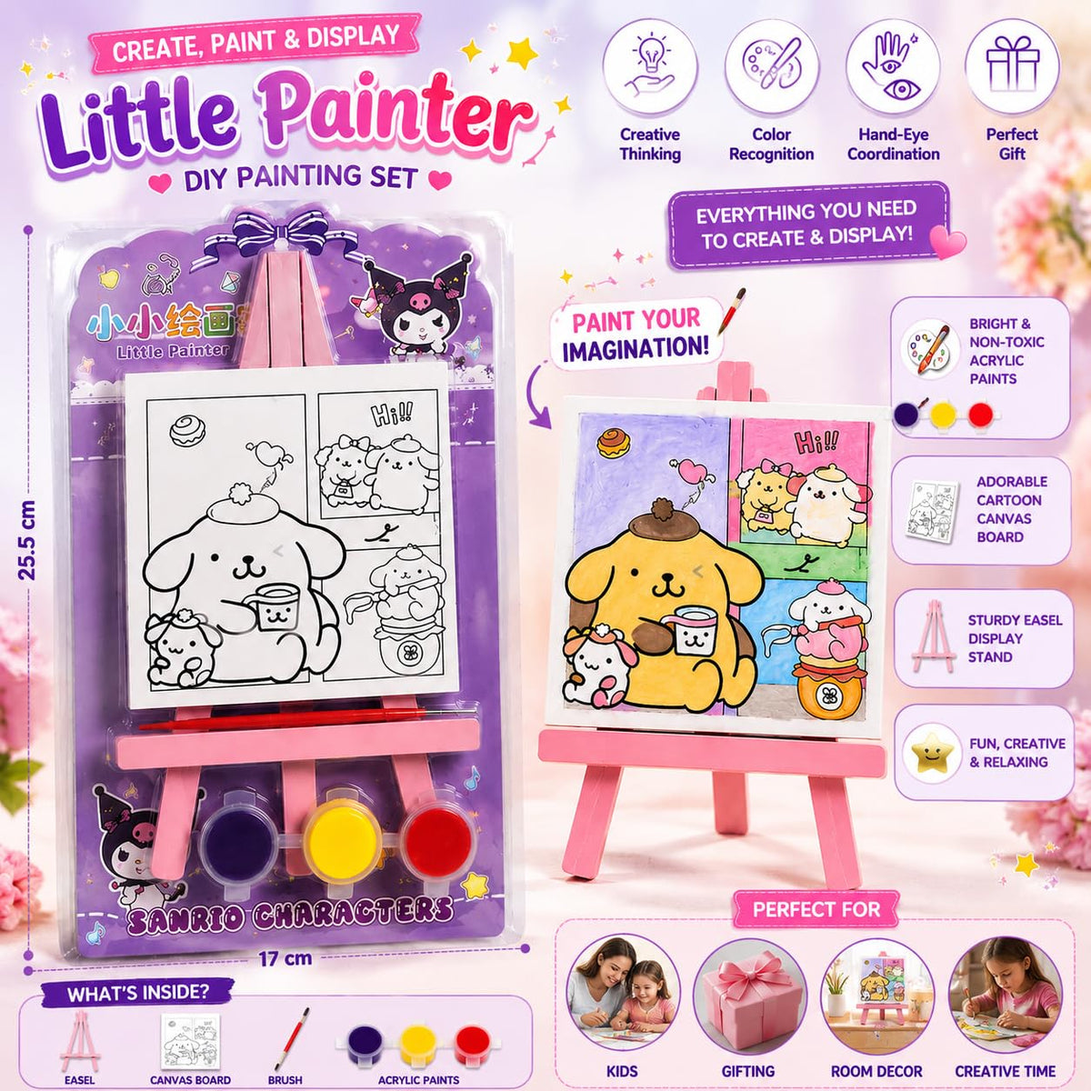 Small Painting kit with Paints, Brush and Stand, Canvas Painting Kit for Kids, Water Color Painting kit, Canvas Painting kit,Return Gift - 20956