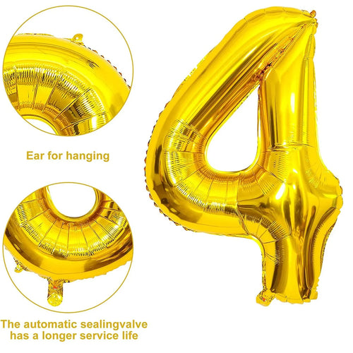 (10 pcs) Number 4 Foil Gold Foil Balloon - 9042