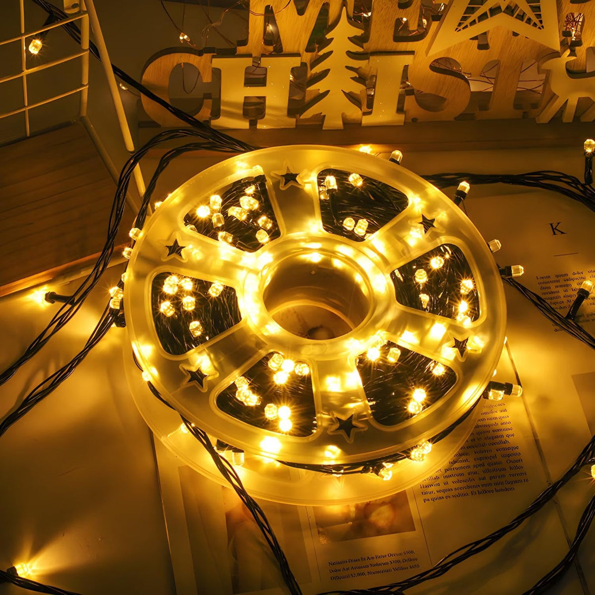 LED String Lights | 196 Warm White Pixel LEDs on Reel | Plug-in Copper Wire Fairy Lights for Diwali, - 21255