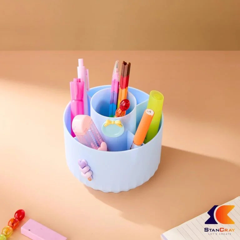 MM-8807 Pencil Holders 5 Compartment 360° Rotating Pencil and Makeup Brush Holder {Multicolor}