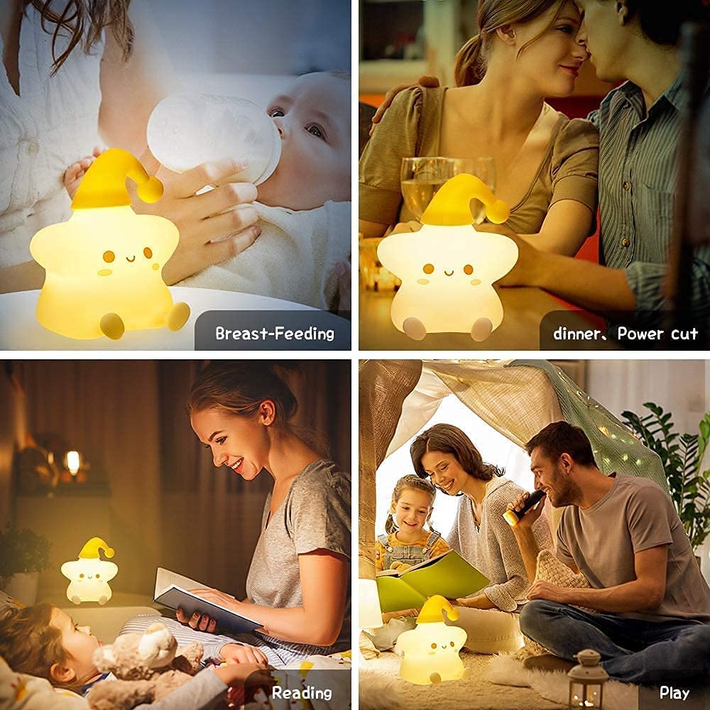 Zh-156 Star Light, Night Lamp for Kids, Night Light for Bedroom, Birthday Gift for Kids, Cute Table Lamp, Silicone Rechargeable Lamps with Charging Plug, Valentine Gift for Girlfriend