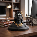 Premium Matte Black Adiyogi Lord Shiva Idol with Gold Accents | Miniature Mahadev Murti for Car Dashboard, Office Desk & Home Decor - 21131