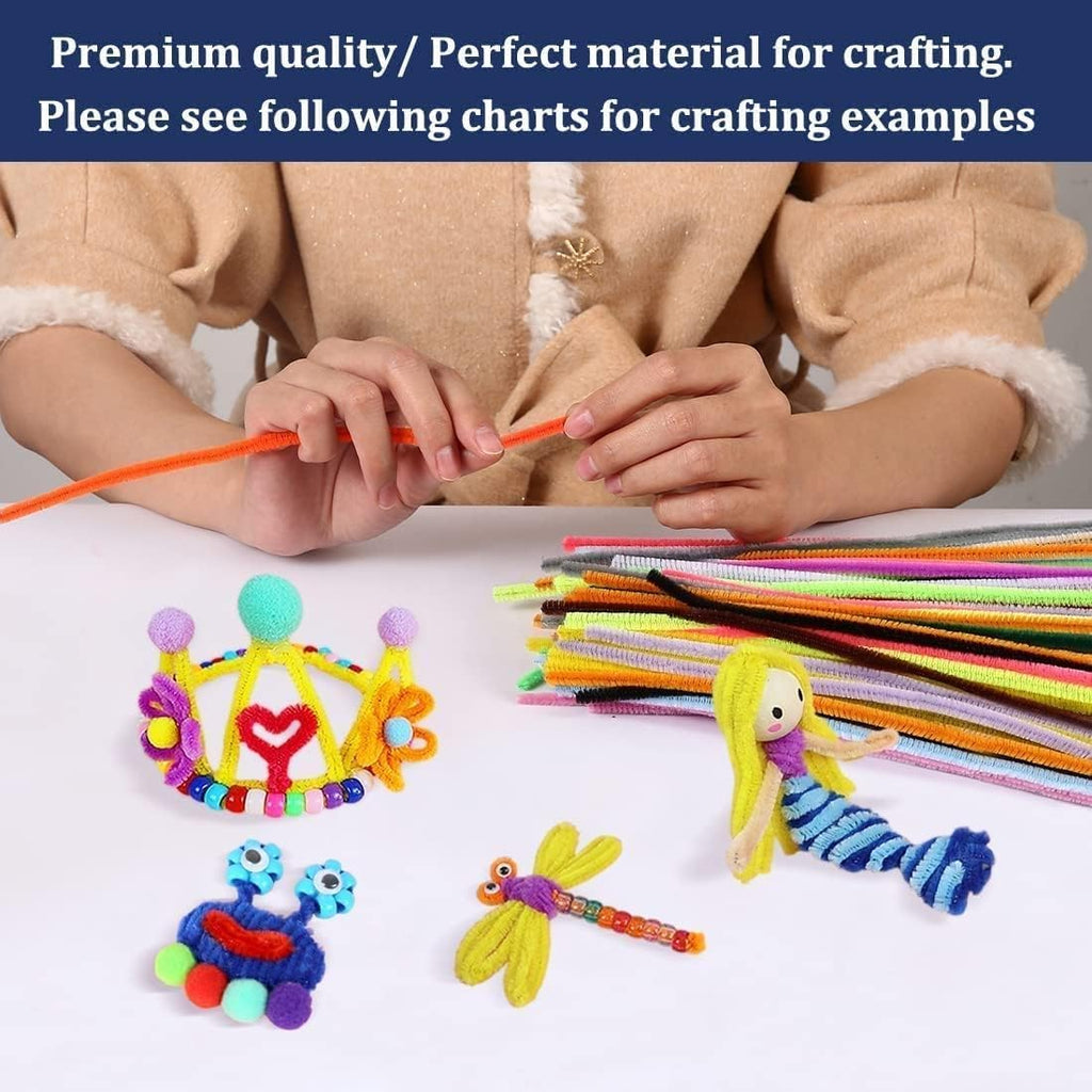 {100 Pcs} Pipe Cleaners Craft,Chenille Stems for DIY Flowers, Limpia Pipas Fluffy Fuzzy Sticks for Gift Wrapping, Party Decorations - 20681