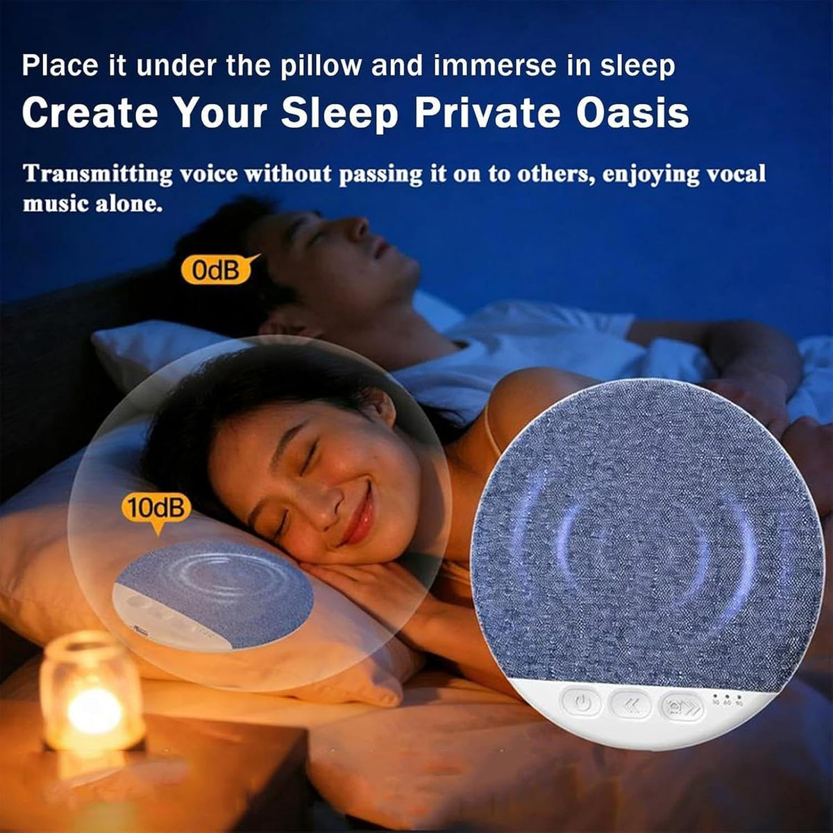Under Pillow Speaker for Sleeping, Ultra Thin Portable Wireless Bone Conduction Speaker with White Noise, Auto-Off Function, for Side Sleepers Sleep Difficulties - 21305