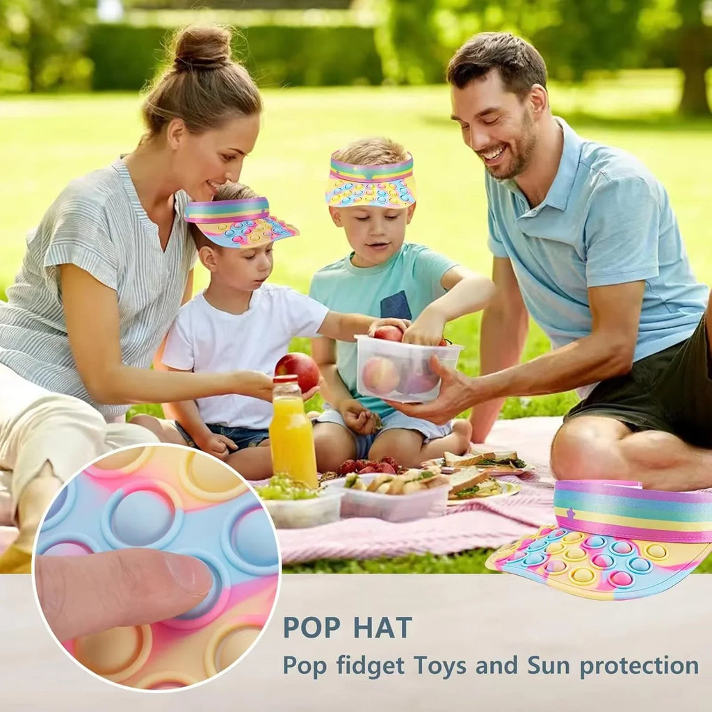 Pop Hat Fidget Toys, Pop Silicone Rainbow Sun Hat Sensory Pop Stress Toys - 10385