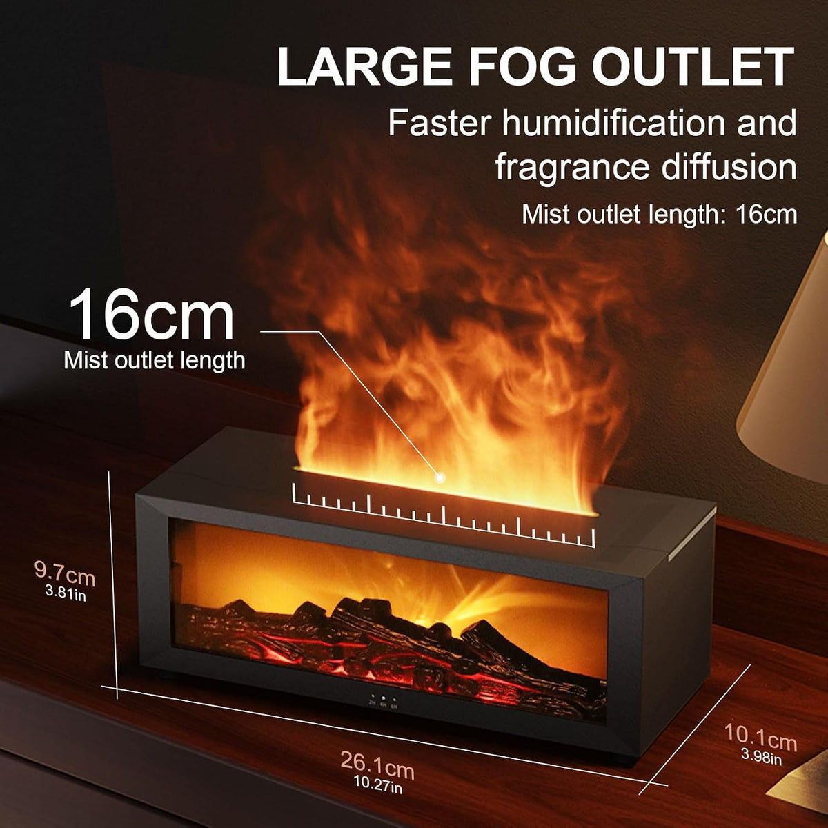 Aroma Diffuser with LED Fireplace, Essential Oil Diffuser with 7 Colors Flame, Humidifier with Remote Control, Scented Oil Diffuser for Room Fragrance - 21310