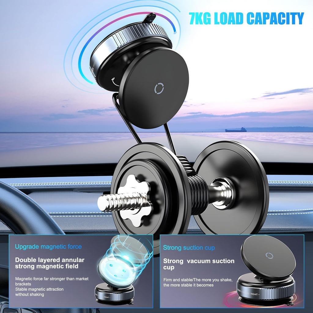 K009 Vaccum Magnetic Phones Holder 360°, Magnetic Car Phone Mount, Hands-Free Suction Cup Phones Holde