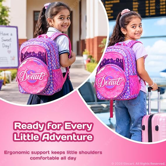 School Backpack for Kids & Teen Girls | Lightweight Waterproof School Bag | Multi-Compartment Bookbag with Padded Straps & Side Pockets Size= 40*30*15 - 6160