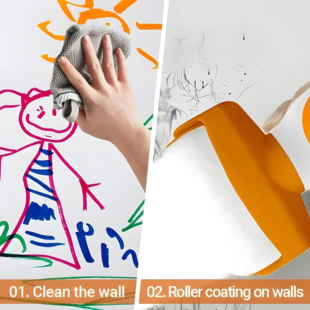 Wall Repair Paint Roller – Multifunctional White Touch-Up Roller Brush for DIY Wall Repair, Crack & Stain Cover, Smooth Finish Latex Paint Applicator for Walls & Ceilings - 21160