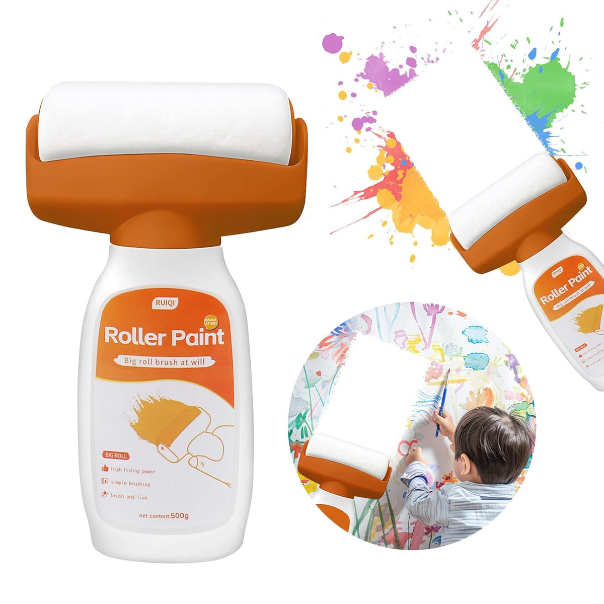 Wall Repair Paint Roller – Multifunctional White Touch-Up Roller Brush for DIY Wall Repair, Crack & Stain Cover, Smooth Finish Latex Paint Applicator for Walls & Ceilings - 21160